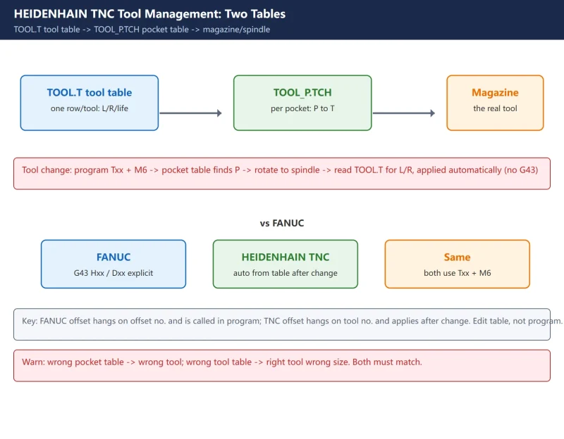 How HEIDENHAIN TNC Tool Management Works - tool_p.tch Pocket Table + TOOL.T Tool Table + L/R Compensation + Tool Life-CNCShare | 数控电气技术中心