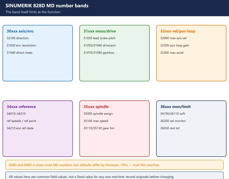 SINUMERIK 828D Common Machine Data (MD) Quick Reference — Axis / Spindle / Referencing / Soft Limits-CNCShare | 数控电气技术中心