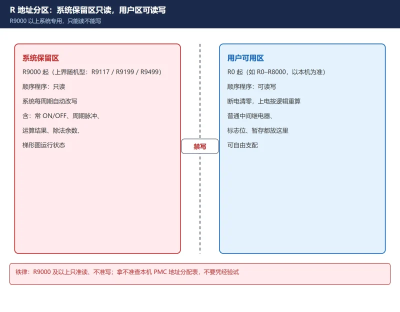 FANUC PMC R9000 系列特殊继电器全表：系统保留地址含义 + 常 ON/OFF 与周期脉冲的实战用法-CNCShare | 数控电气技术中心