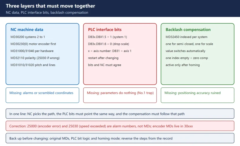 SINUMERIK 828D Semi-Closed Loop Conversion: MD Parameters, PLC Bits and Gap Compensation-CNCShare | 数控电气技术中心
