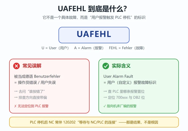 SINUMERIK 840D/828D UAFEHL 报警怎么处理?PLC 进入 Stop Mode 的原因与 DB2 报警定位-CNCShare | 数控电气技术中心